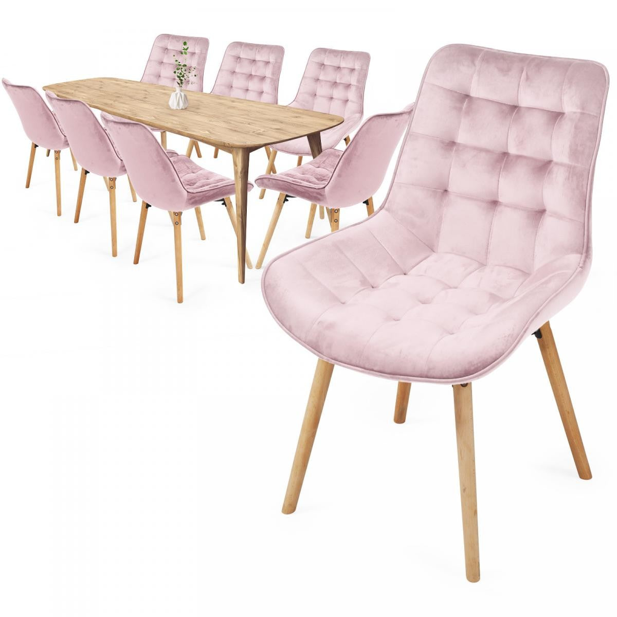 Miadomodo Eetkamerstoelen Roze Set van 8