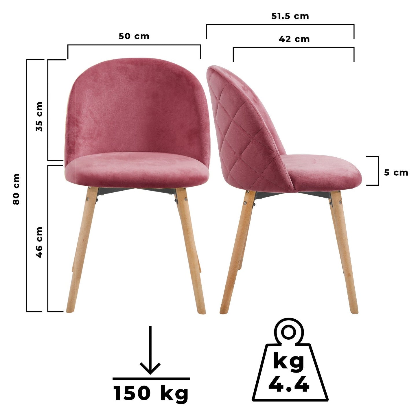 Miadomodo Eetkamerstoelen Roze Set van 6