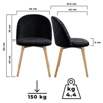 Miadomodo Eetkamerstoelen Zwart Set van 2