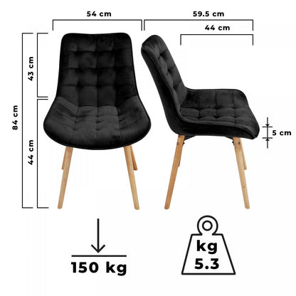 Miadomodo Eetkamerstoelen Zwart Set van 2