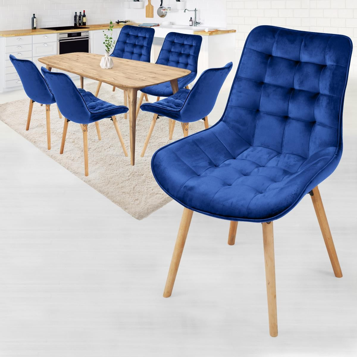 Miadomodo Eetkamerstoelen Blauw Set van 6