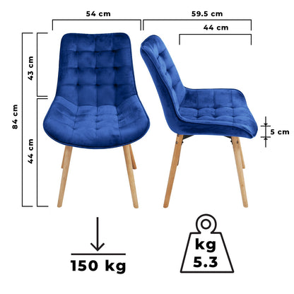 Miadomodo Eetkamerstoelen Blauw Set van 6