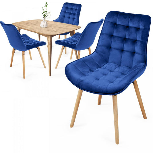 Miadomodo Eetkamerstoelen Blauw Set van 4