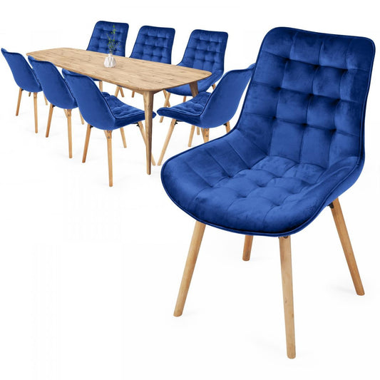 Miadomodo Eetkamerstoelen Blauw Set van 8