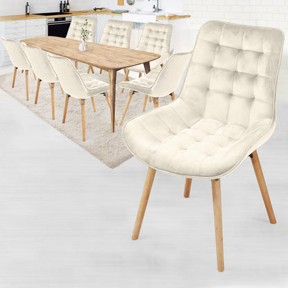 Miadomodo Eetkamerstoelen Creme Set van 8