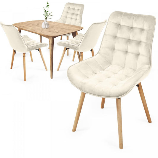 Miadomodo Eetkamerstoelen Creme Set van 4