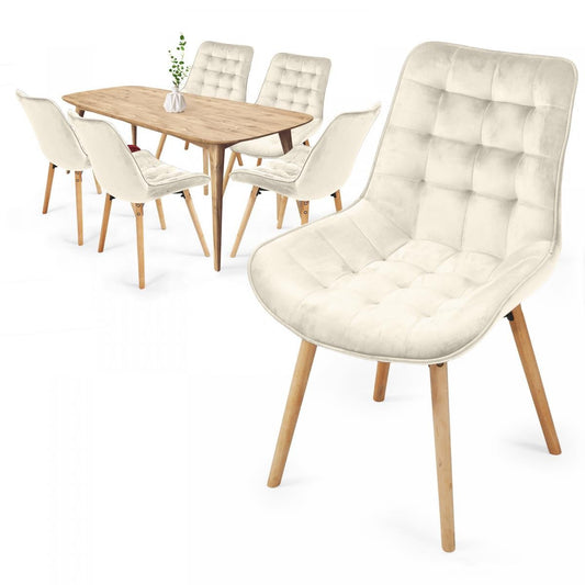 Miadomodo Eetkamerstoelen Creme Set van 6