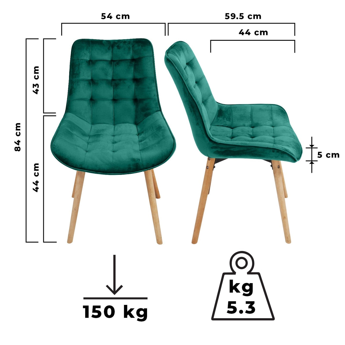 Miadomodo Eetkamerstoelen Groen Set van 2