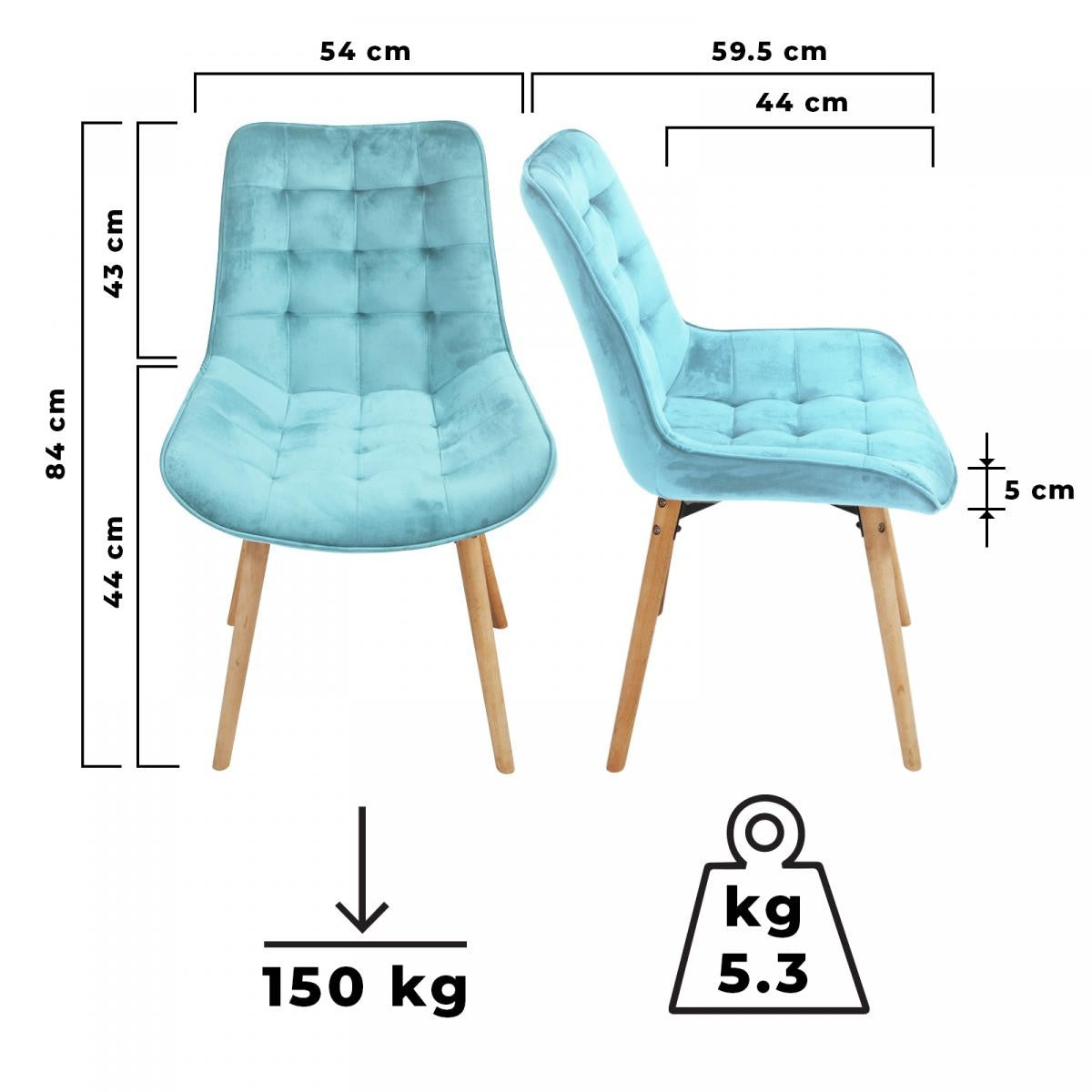 Miadomodo Eetkamerstoelen Turquoise Set van 2