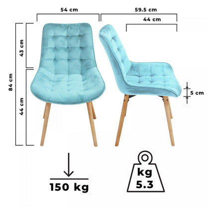 Miadomodo Eetkamerstoelen Turquoise Set van 2