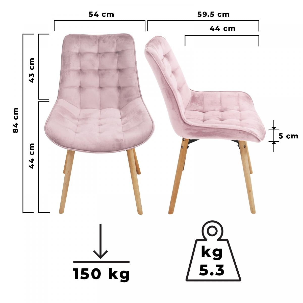 Miadomodo Eetkamerstoelen Roze Set van 4