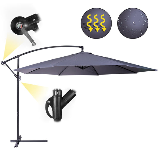 MIADOMODO Zweef Parasol Ø 300 cm Grijs