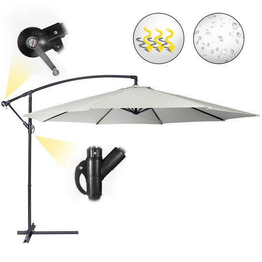 MIADOMODO Zweef Parasol Ø 300 cm Creme