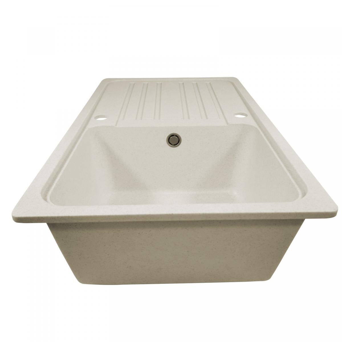 Aquamarin Granieten spoelbak beige 75,9x22x45,9cm met afvoerset en kraan