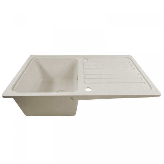 Aquamarin Granieten spoelbak beige 75,9x22x45,9cm met afvoerset en kraan