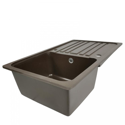 Aquamarin Granieten spoelbak bruin 75,9x22x45,9cm met afvoerset en kraan