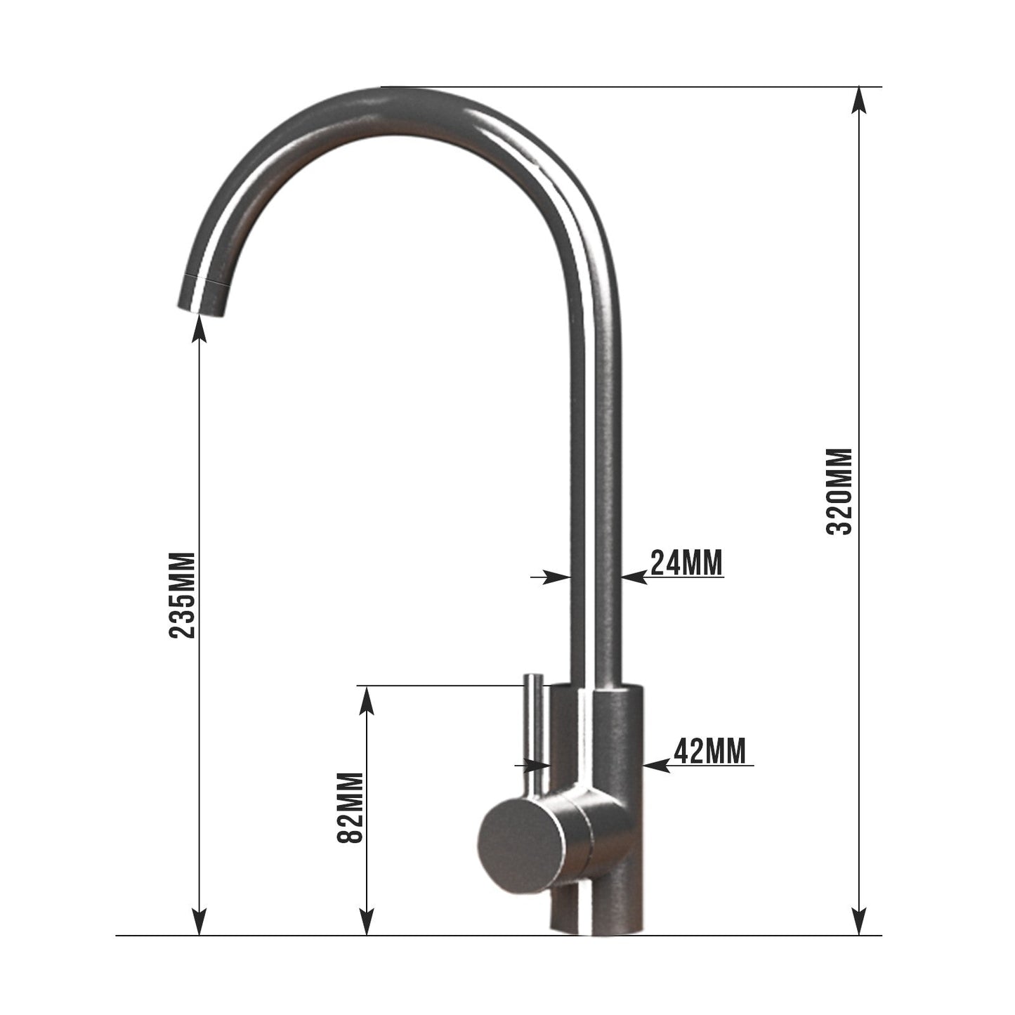 Aquamarin Spoelbak Graniet Grijs 75,9 x 22 x 45,9 cm met Afvoerset en RVS Kraan