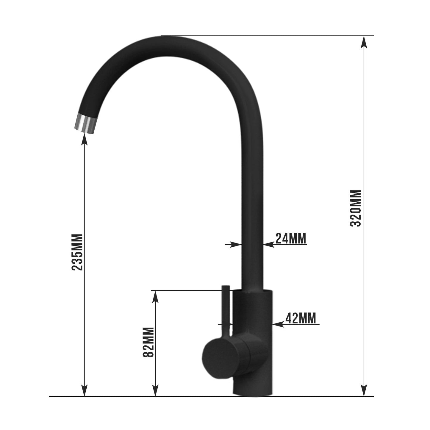 Aquamarin Spoelbak Graniet Zwart 75,9 x 22 x 45,9 cm met Afvoerset en RVS Kraan