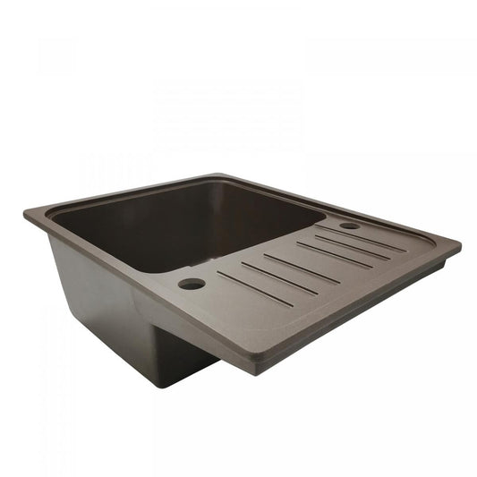 Aquamarin Spoelbak Graniet Bruin 32 x 19 x 39 cm met Afvoerset en Kraan