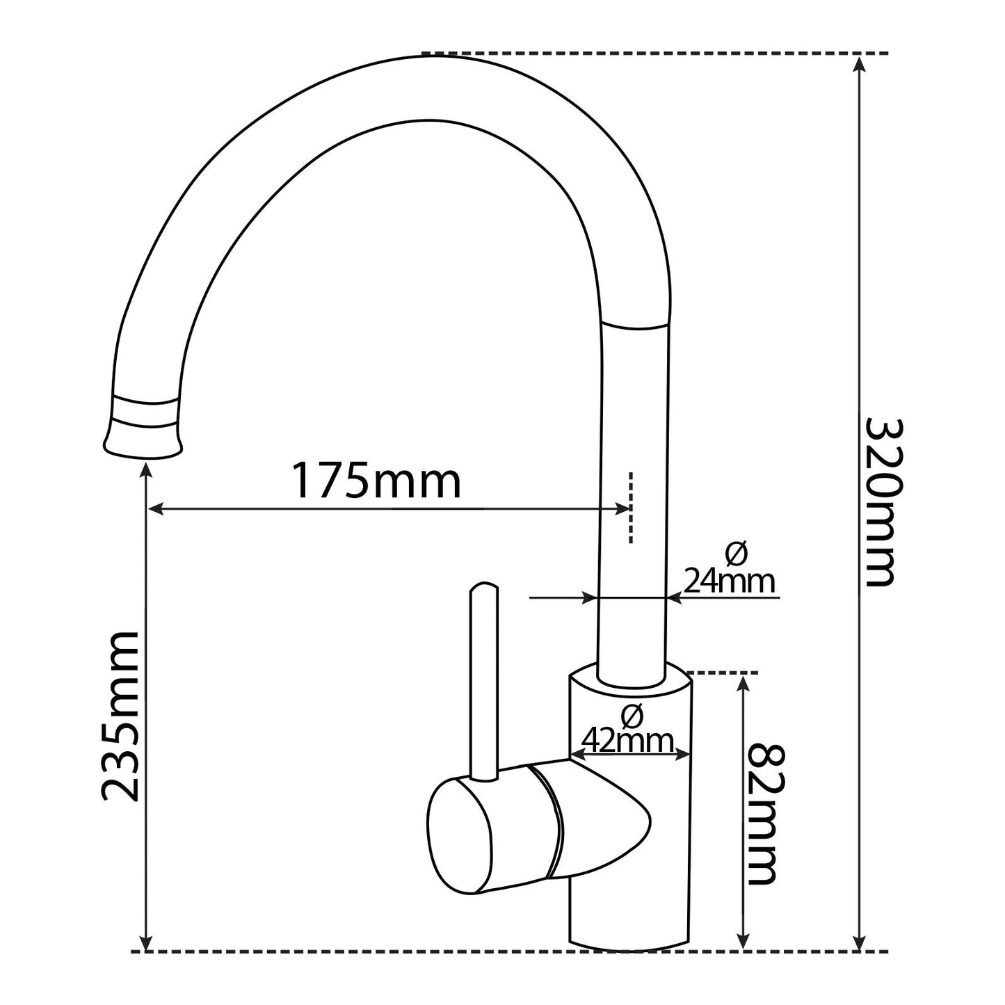 Aquamarin Granieten spoelbak grijs 75,9x22x45,9cm met afvoerset en kraan