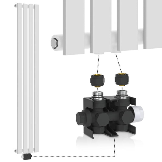 Aquamarin Verticaal model middenaansluiting wit 1600x300x52 mm