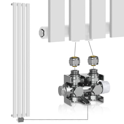 Aquamarin Verticaal model middenaansluiting wit 1600x300x52 mm