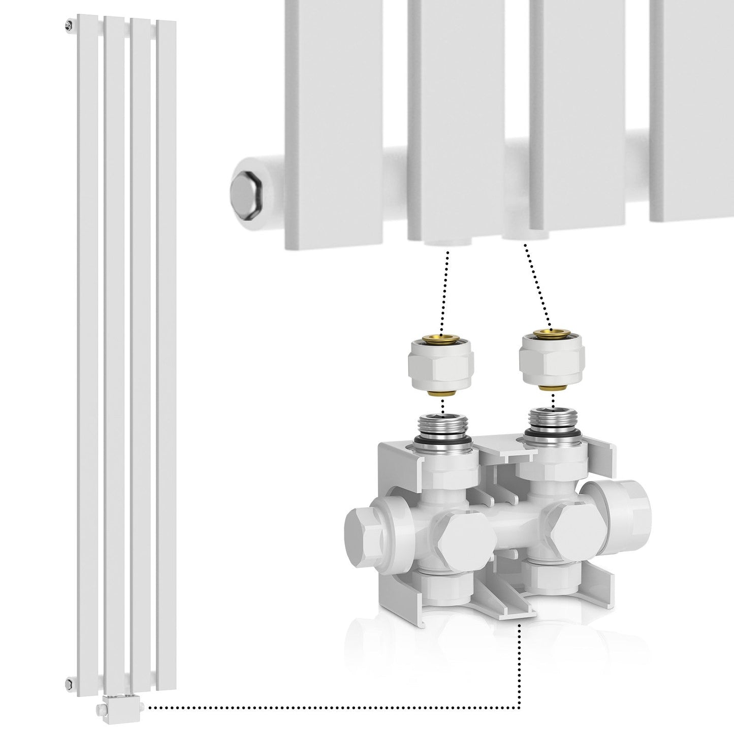 Aquamarin Verticaal model middenaansluiting wit 1600x300x52 mm