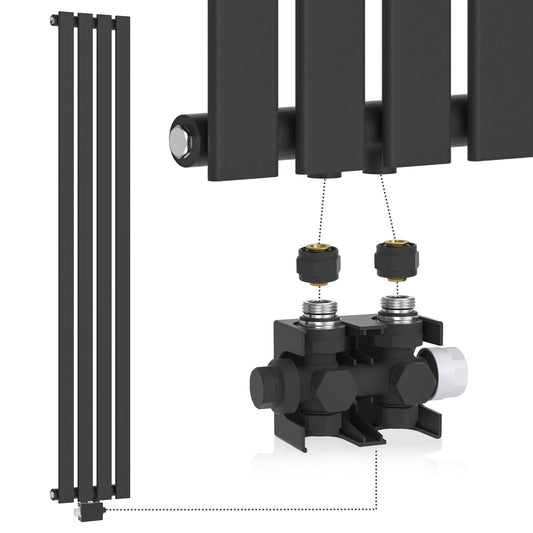 Aquamarin Verticaal model middenaansluiting antraciet 1600x300x52 mm