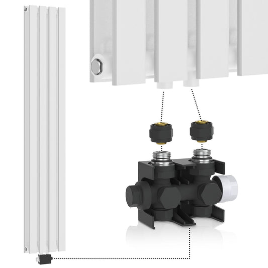 Aquamarin Verticaal model middenaansluiting wit 1600x304x69 mm