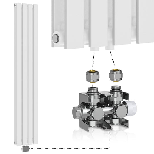 Aquamarin Verticaal model middenaansluiting wit 1600x304x69 mm