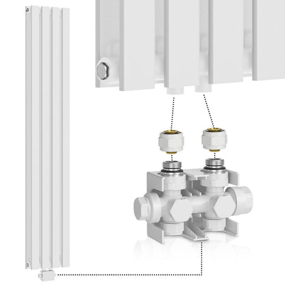 Aquamarin Verticaal model middenaansluiting wit 1600x304x69 mm