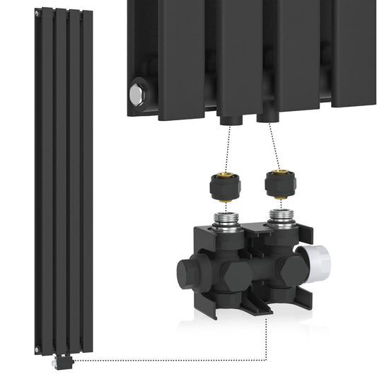 Aquamarin Verticaal model middenaansluiting antraciet 1600x304x69 mm