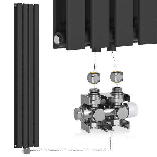 Aquamarin Verticaal model middenaansluiting antraciet 1600x304x69 mm