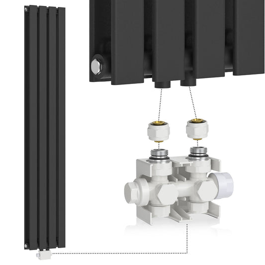 Aquamarin Verticaal model middenaansluiting antraciet 1600x304x69 mm