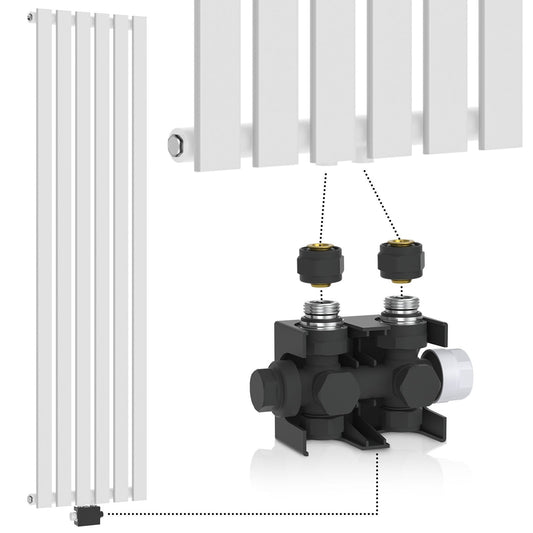 Aquamarin Verticaal model middenaansluiting wit 1600x452x52 mm