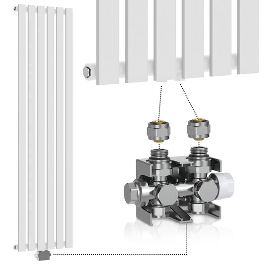 Aquamarin Verticaal model middenaansluiting wit 1600x452x52 mm