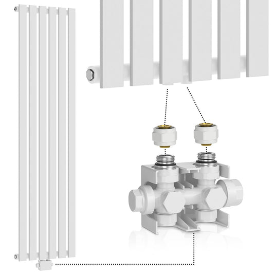 Aquamarin Verticaal model middenaansluiting wit 1600x452x52 mm