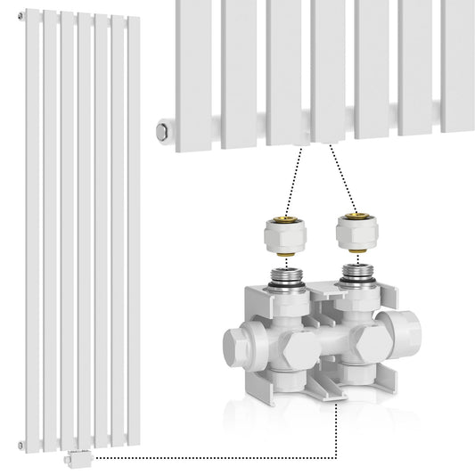 Aquamarin Verticaal model middenaansluiting wit 1600x528x52 mm