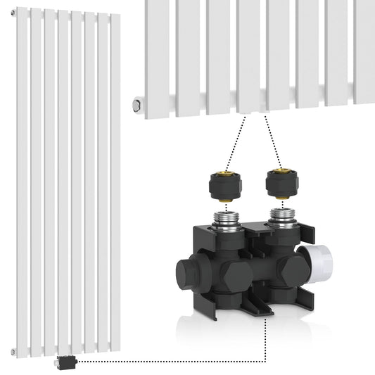 Aquamarin Verticaal model middenaansluiting wit 1600x604x52 mm