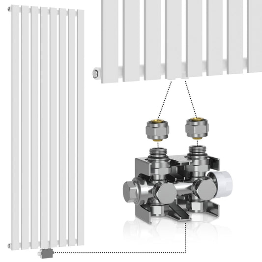 Aquamarin Verticaal model middenaansluiting wit 1600x604x52 mm