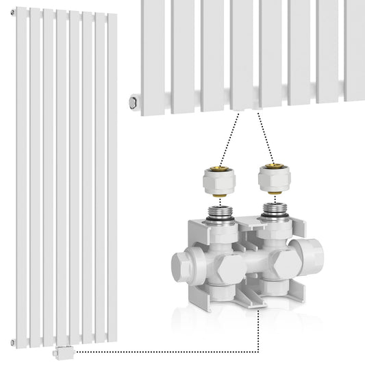 Aquamarin Verticaal model middenaansluiting wit 1600x604x52 mm