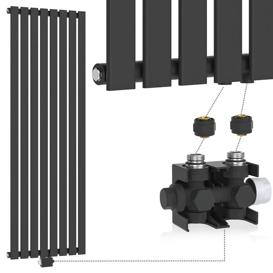 Aquamarin Verticaal model middenaansluiting antraciet 1600x604x52 mm