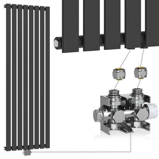 Aquamarin Verticaal model middenaansluiting antraciet 1600x604x52 mm