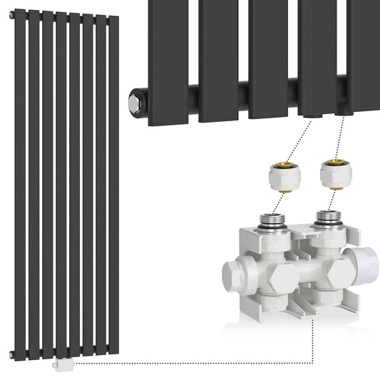 Aquamarin Verticaal model middenaansluiting antraciet 1600x604x52 mm