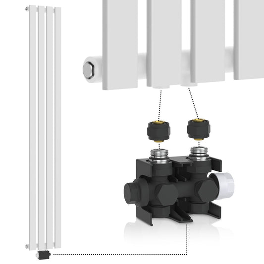 Aquamarin Verticaal model middenaansluiting wit 1800x300x52 mm