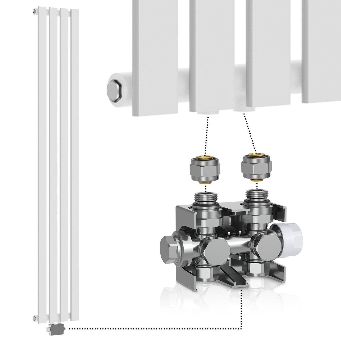 Aquamarin Verticaal model middenaansluiting wit 1800x300x52 mm