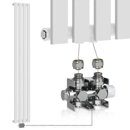 Aquamarin Verticaal model middenaansluiting wit 1800x300x52 mm