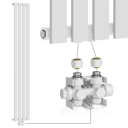 Aquamarin Verticaal model middenaansluiting wit 1800x300x52 mm