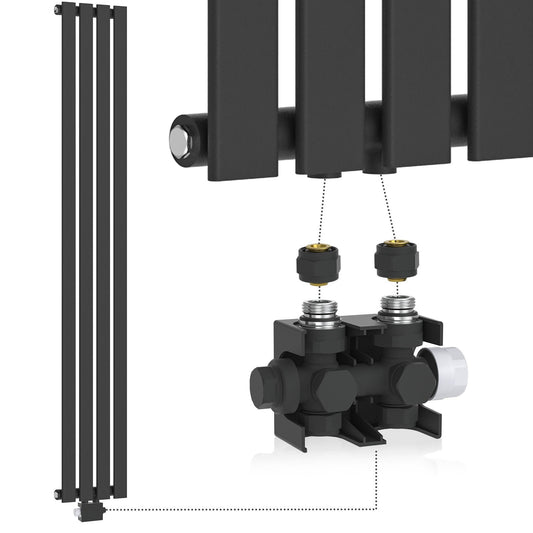 Aquamarin Verticaal model middenaansluiting antraciet 1800x300x52 mm