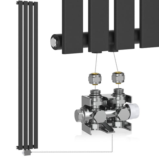 Aquamarin Verticaal model middenaansluiting antraciet 1800x300x52 mm